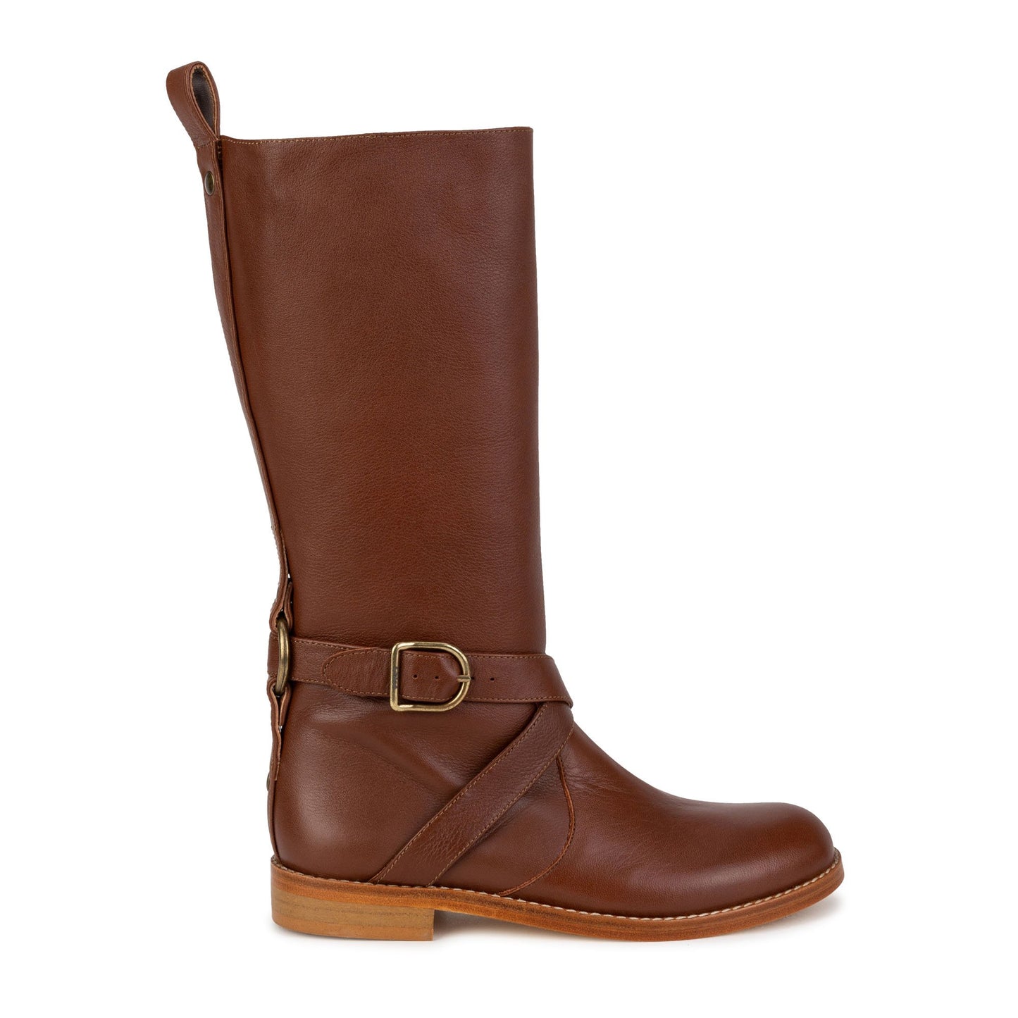 女童棕色皮革长靴