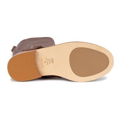 女童棕色皮革长靴