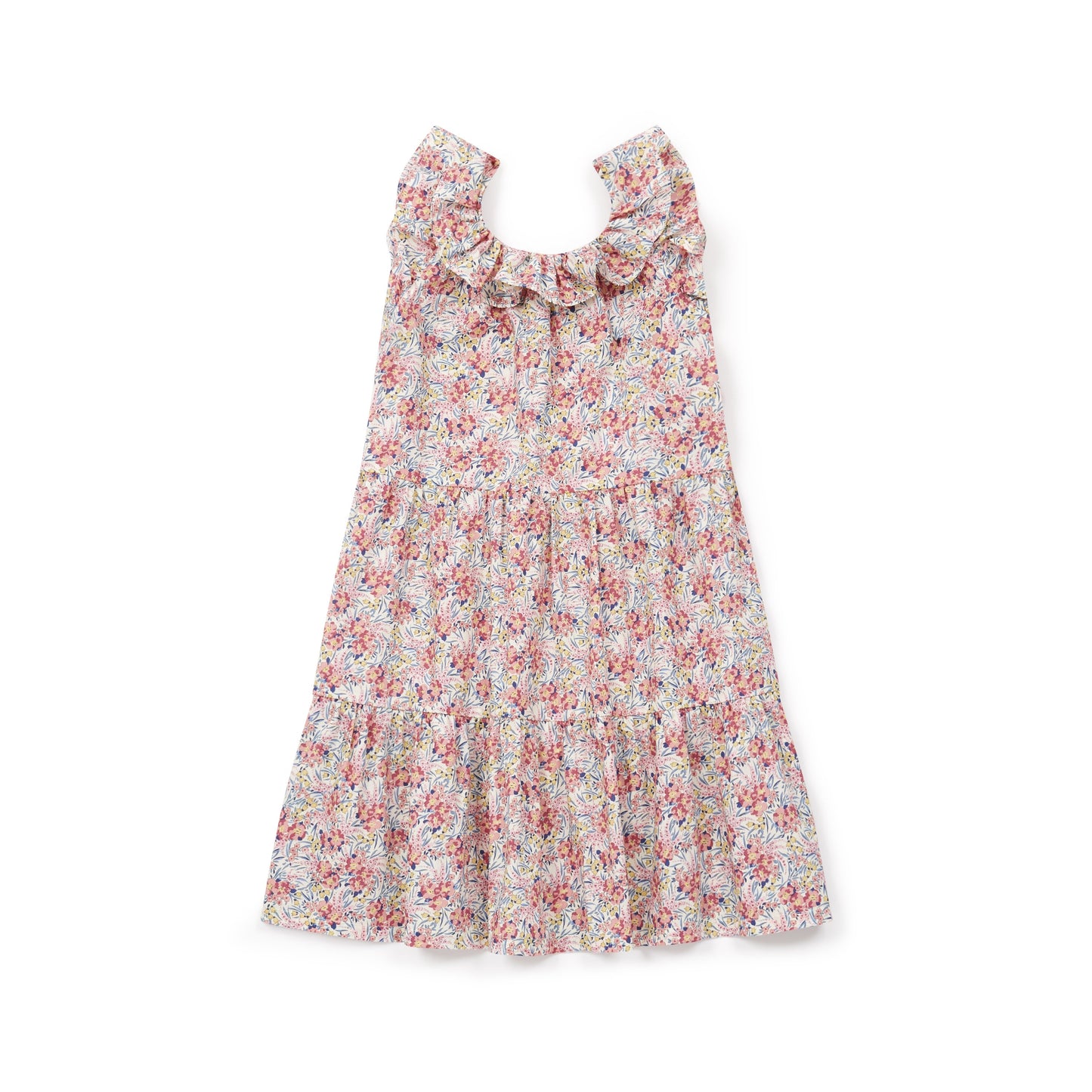 Girls Pink Flowers Cotton Dress