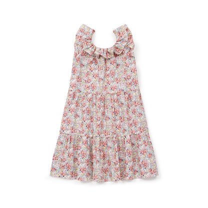 Girls Pink Flowers Cotton Dress