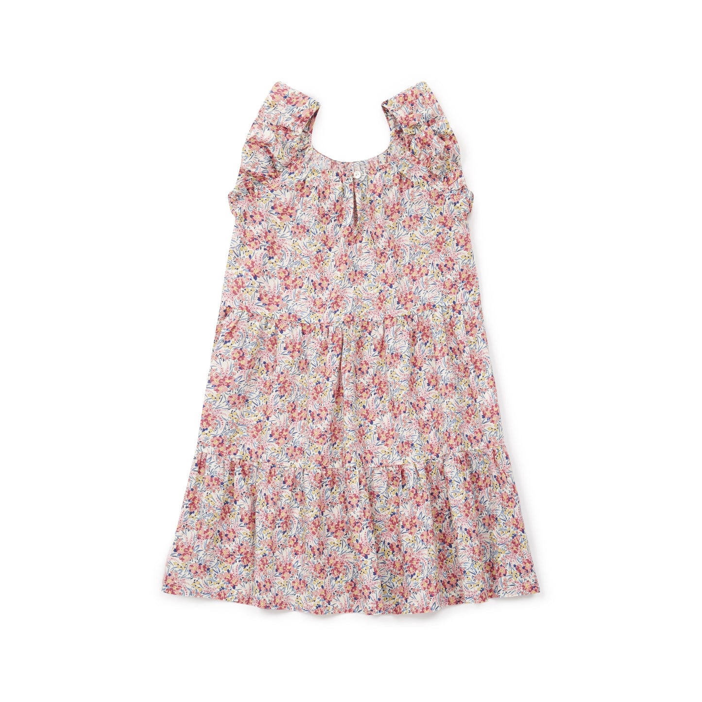 Girls Pink Flowers Cotton Dress
