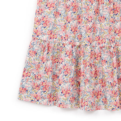 Girls Pink Flowers Cotton Dress