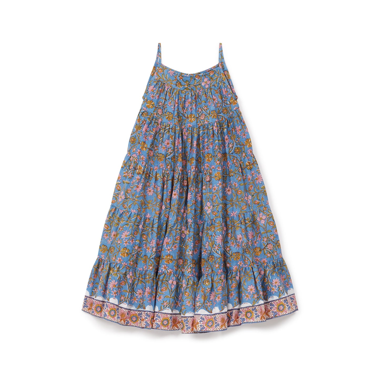 Girls Blue Flowers Cotton Dress