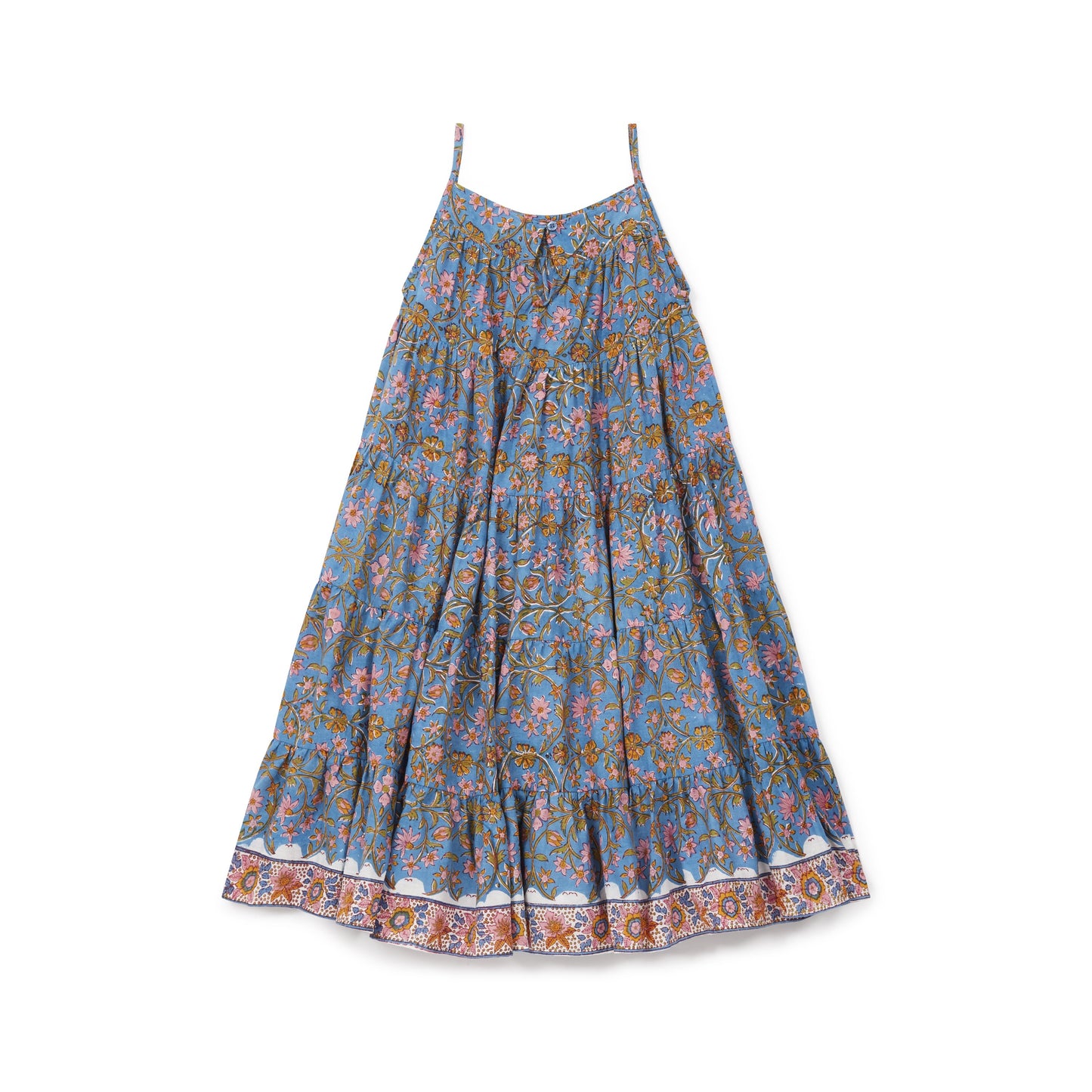Girls Blue Flowers Cotton Dress