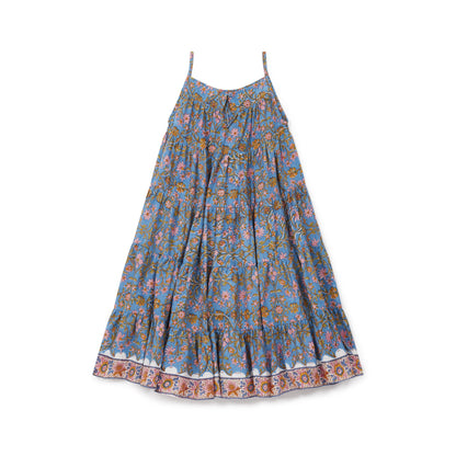 Girls Blue Flowers Cotton Dress