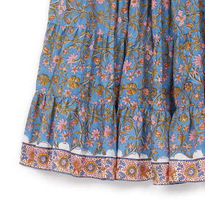 Girls Blue Flowers Cotton Dress