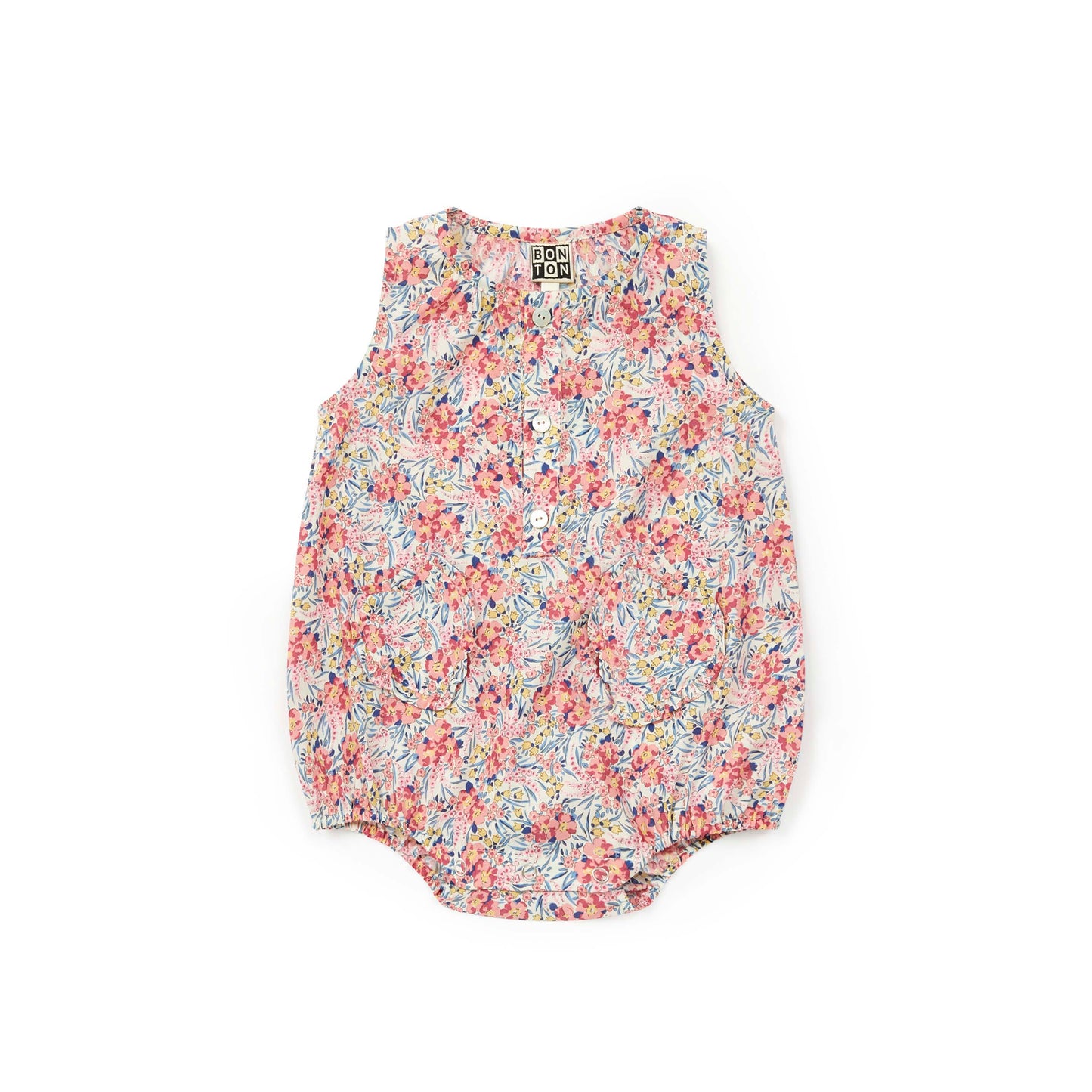 Baby Girls Pink Flowers Cotton Babysuit