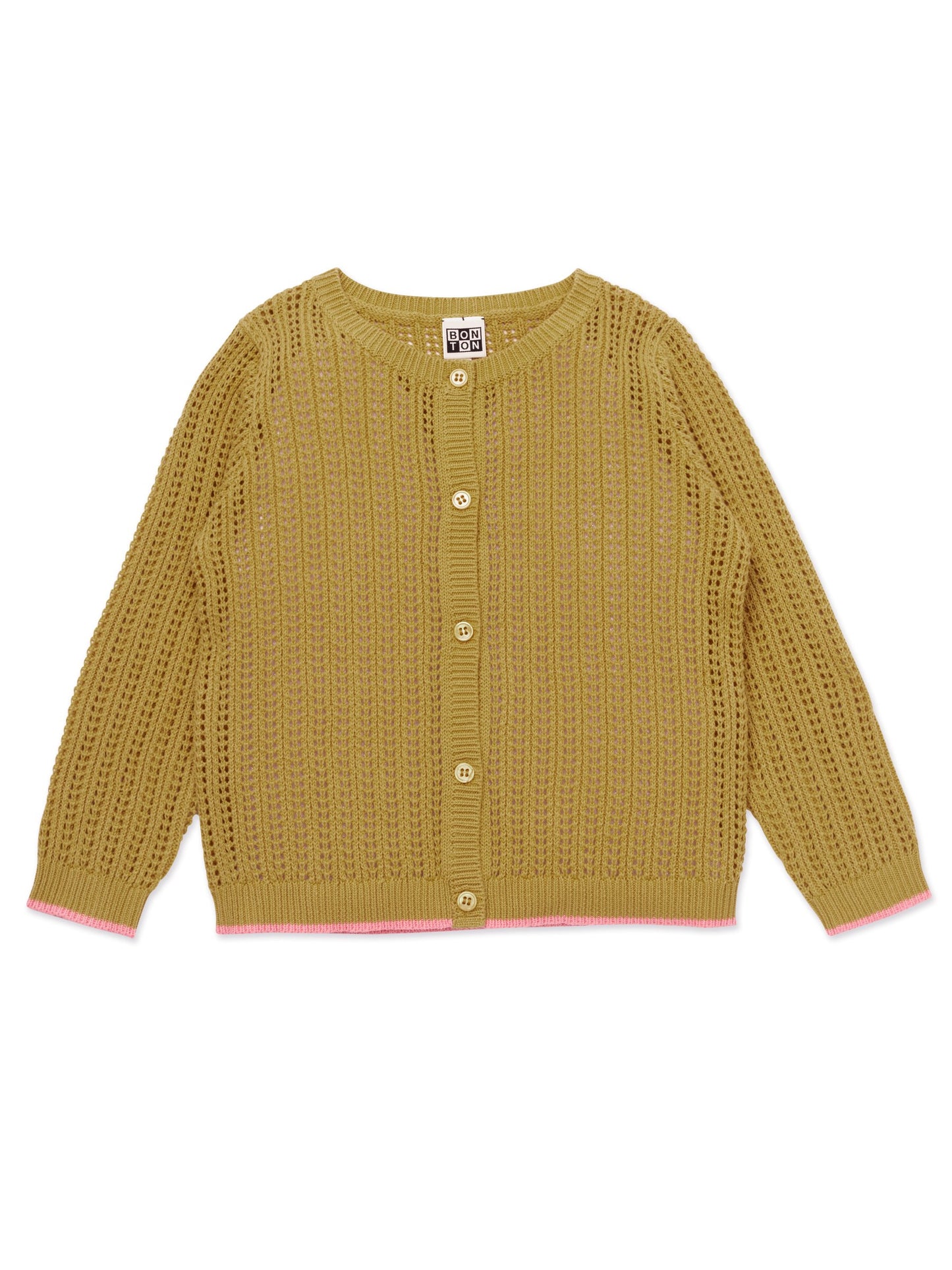 Girls Olive Cotton Cardigan