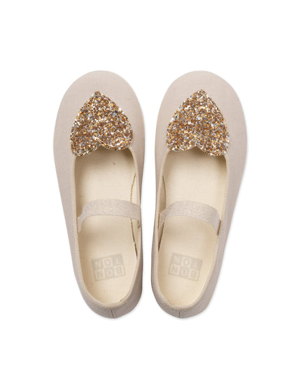 Girls Beige Glitter Shoes