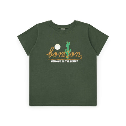 男童深绿色Logo棉T恤