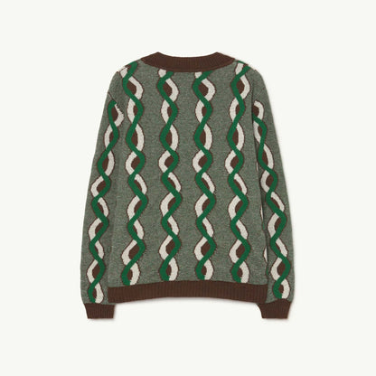 儿童棕色条纹羊毛开衫