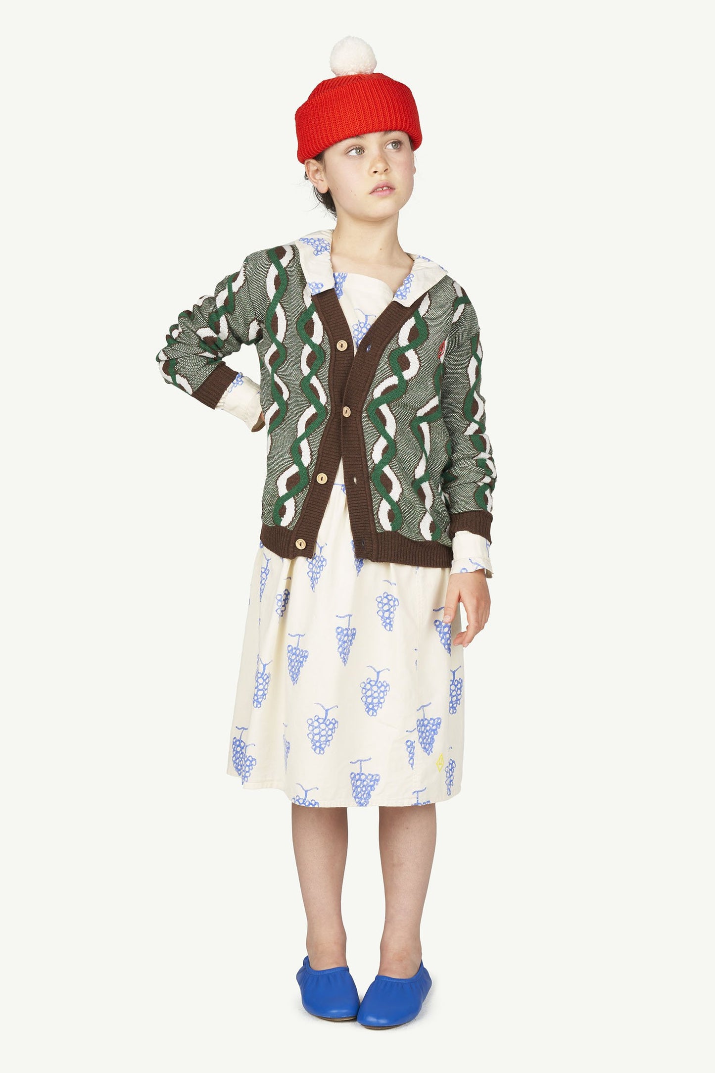 儿童棕色条纹羊毛开衫