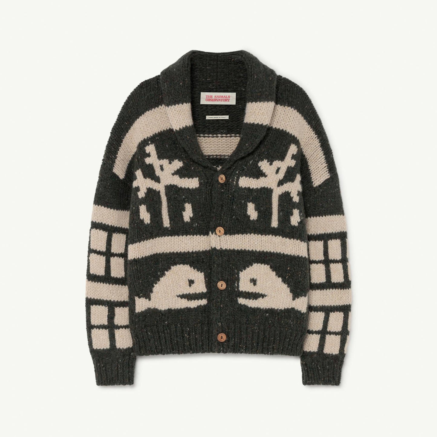 女童绿色图案羊毛开衫