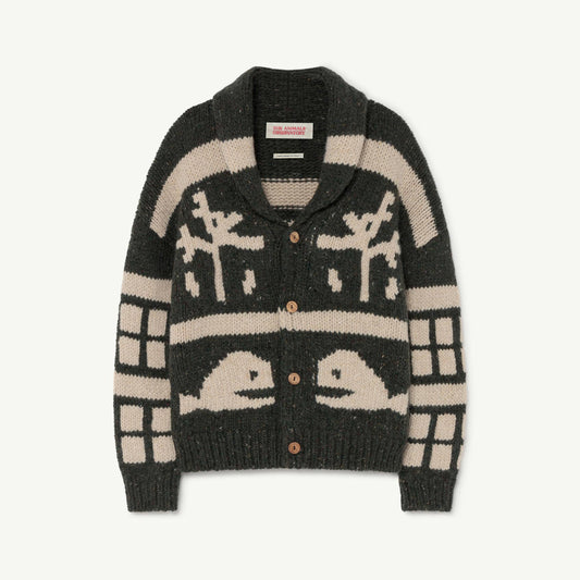 女童绿色图案羊毛开衫