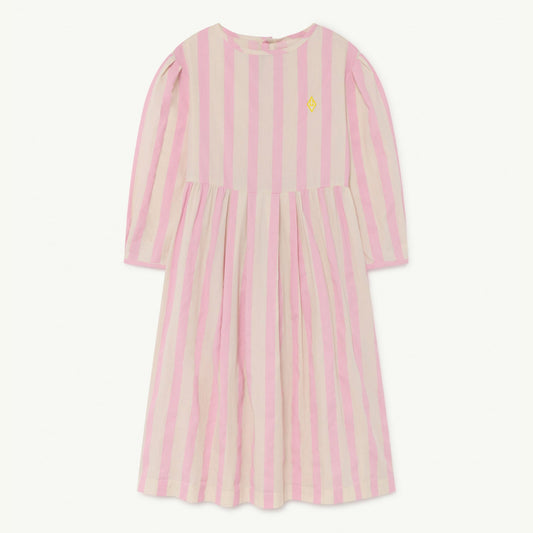 女童粉色条纹棉连衣裙