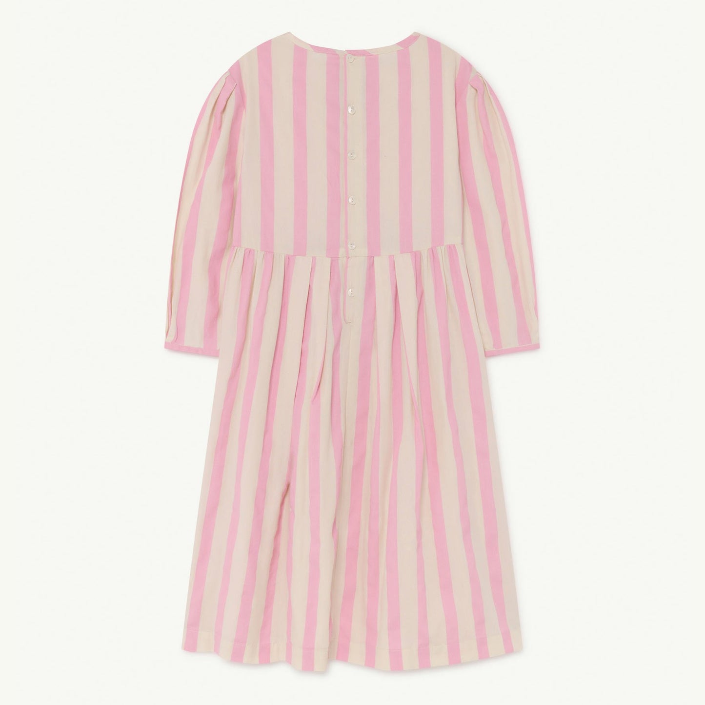 女童粉色条纹棉连衣裙