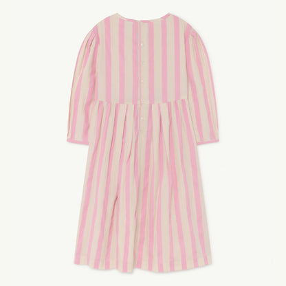 女童粉色条纹棉连衣裙