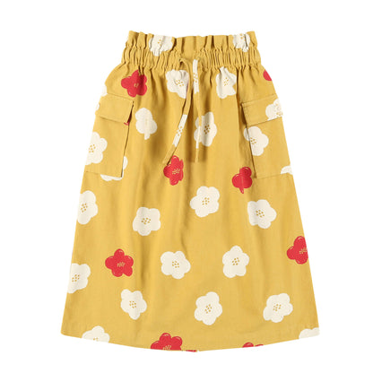 女童黄色花朵印花短裙