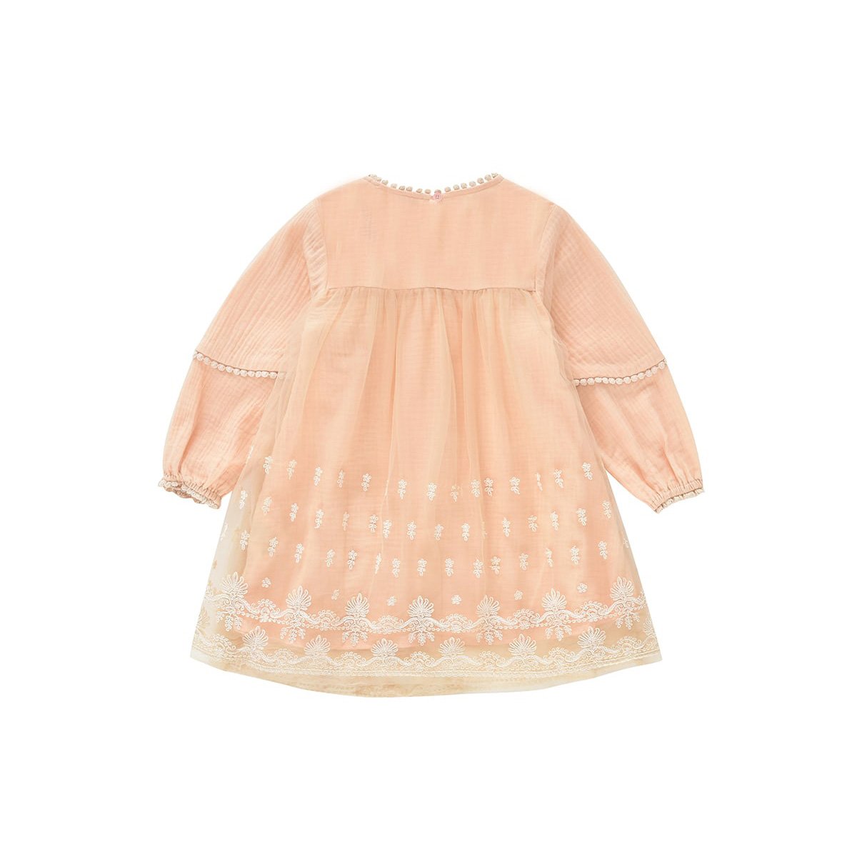 女童粉色刺绣薄纱连衣裙