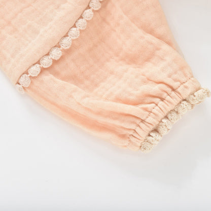 女童粉色刺绣薄纱连衣裙