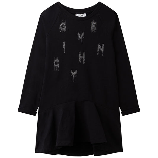 女童黑色Logo棉连衣裙