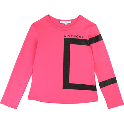 Girls Bright Pink Pattern Cotton T-shirt