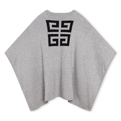 女童灰色Logo羊毛披肩