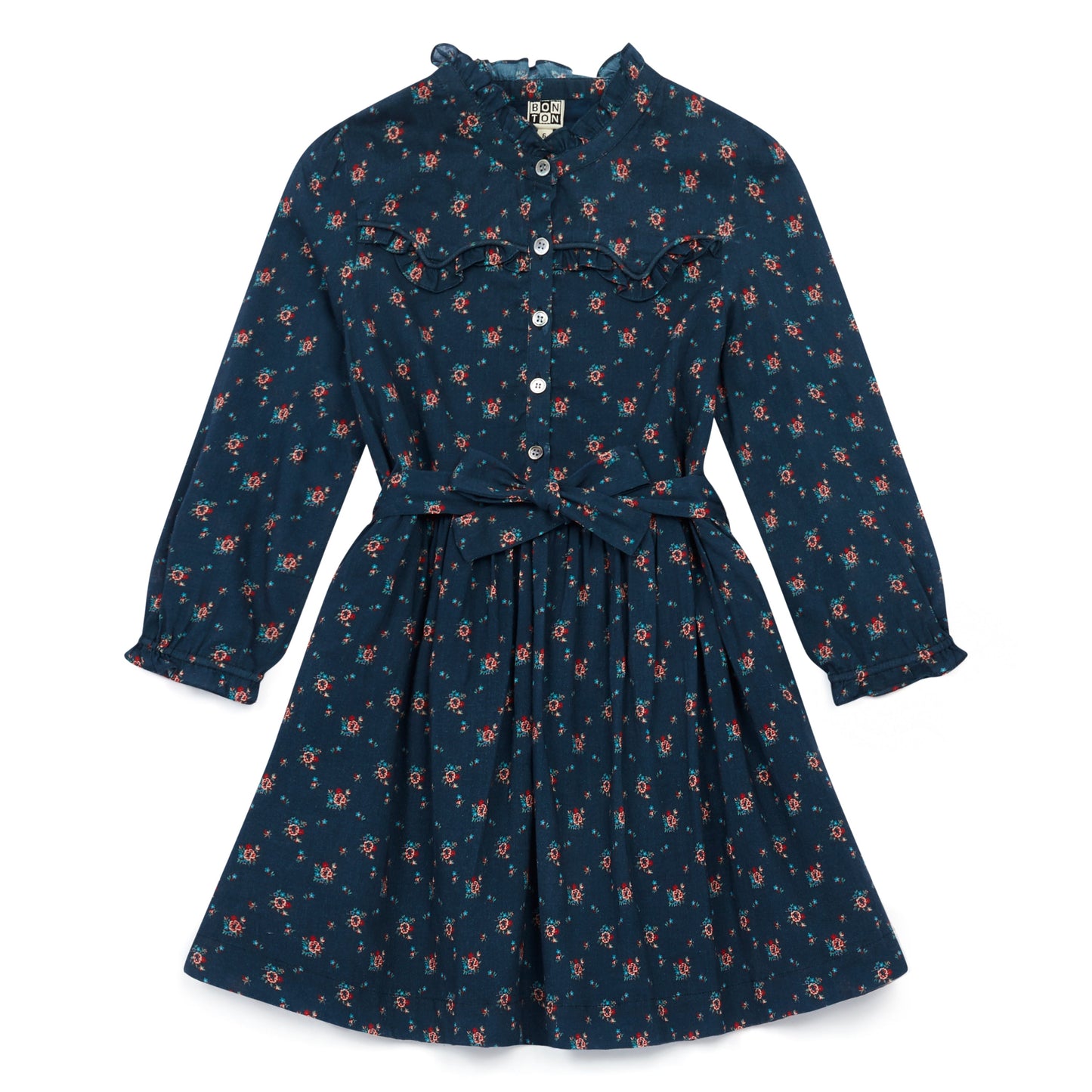 Girls Blue Floral Cotton Dress