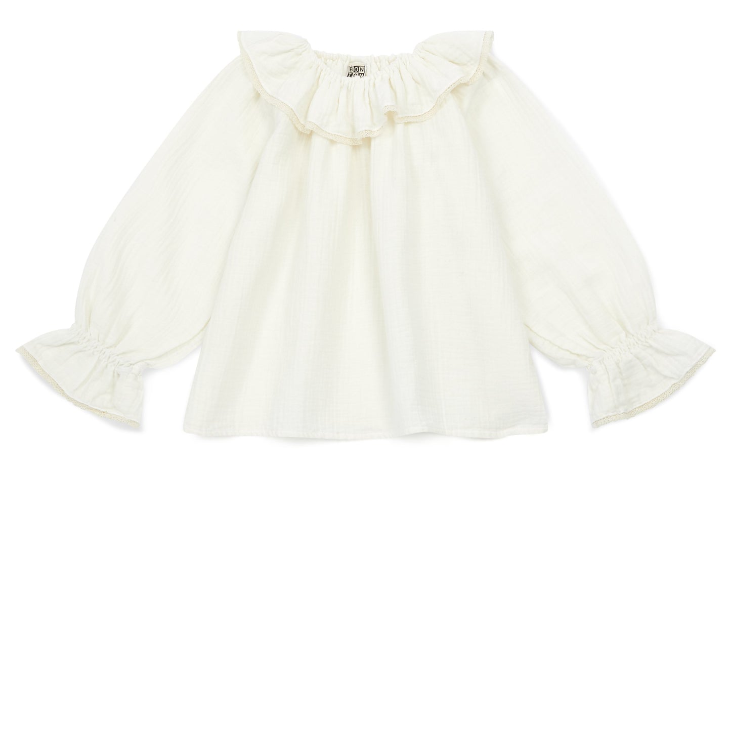 Girls White Lace Cotton Shirt