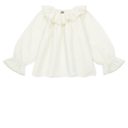 Girls White Lace Cotton Shirt
