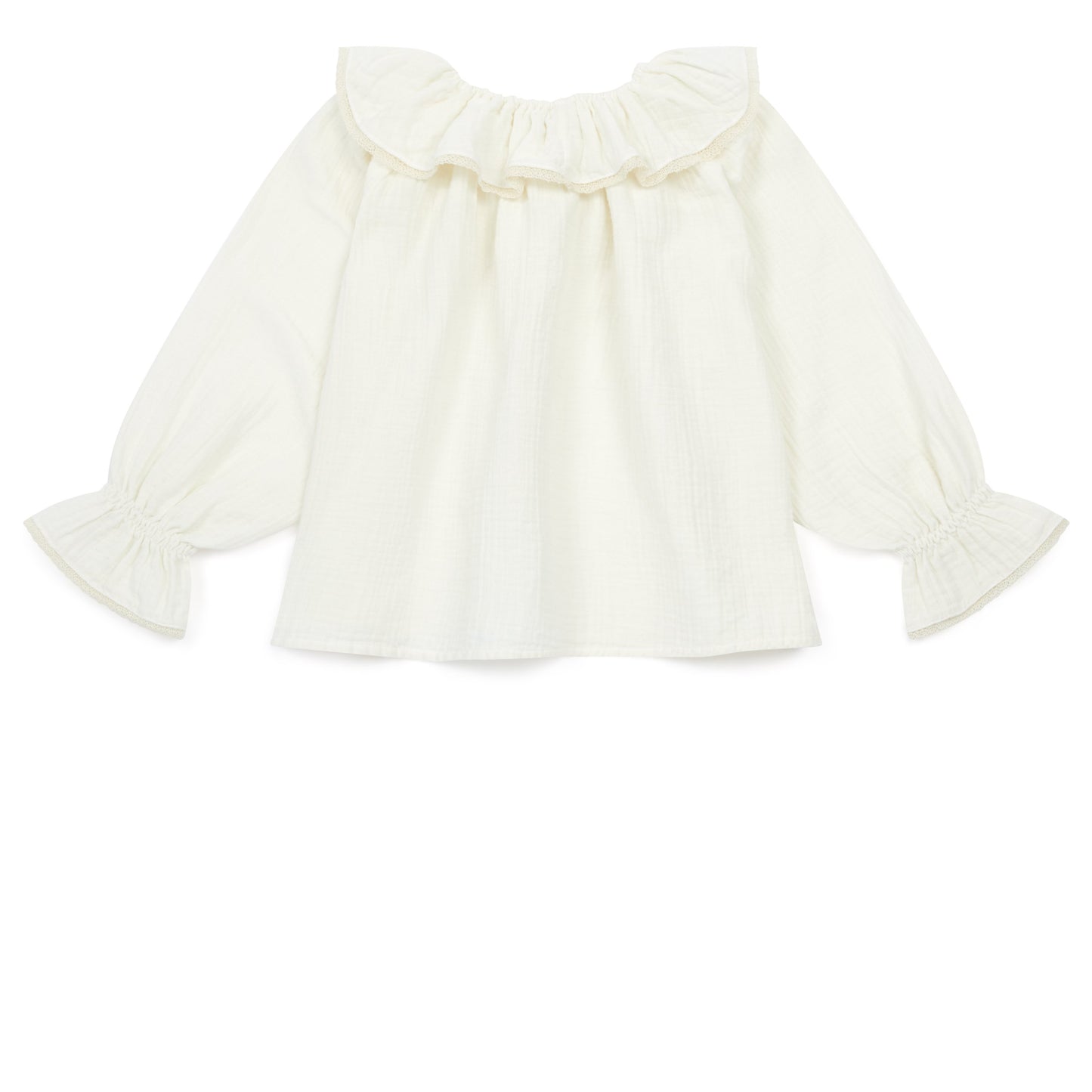 Girls White Lace Cotton Shirt