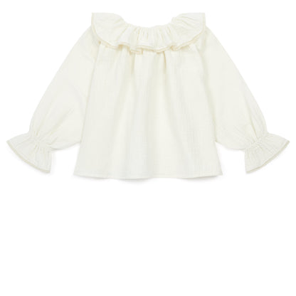 Girls White Lace Cotton Shirt