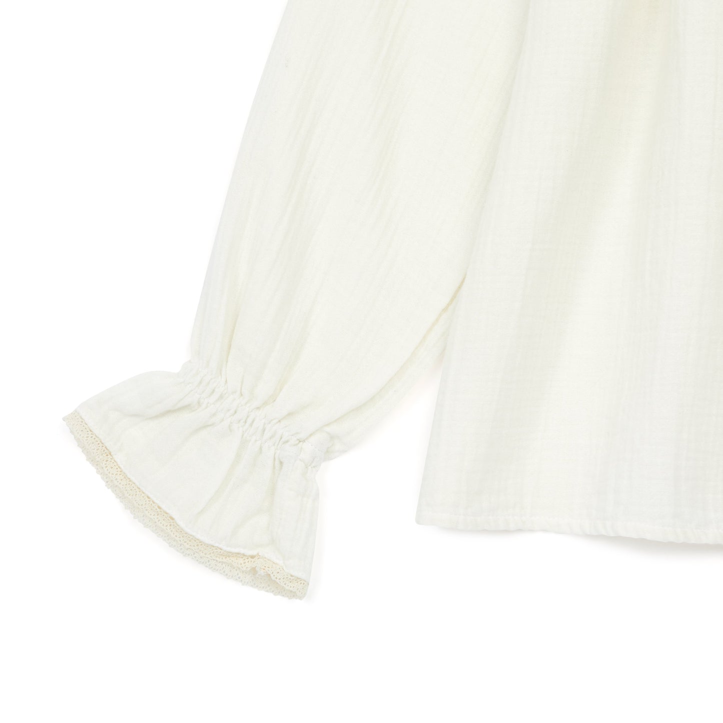 Girls White Lace Cotton Shirt