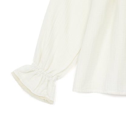 Girls White Lace Cotton Shirt