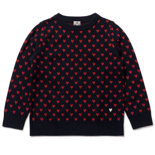 Girls Black Coeur Jacquard Jumper