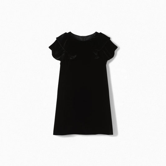 Girls Black Velvet Dress