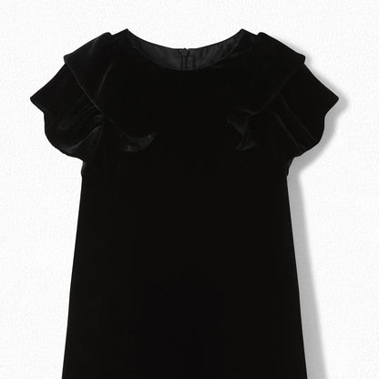 Girls Black Velvet Dress