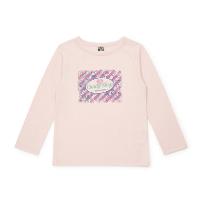 女童粉色印花棉T恤