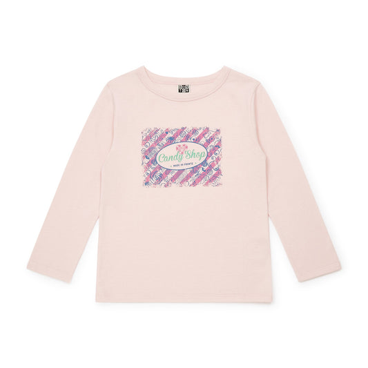 女童粉色印花棉T恤