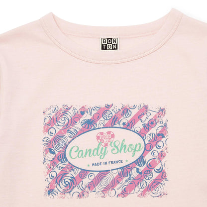 女童粉色印花棉T恤