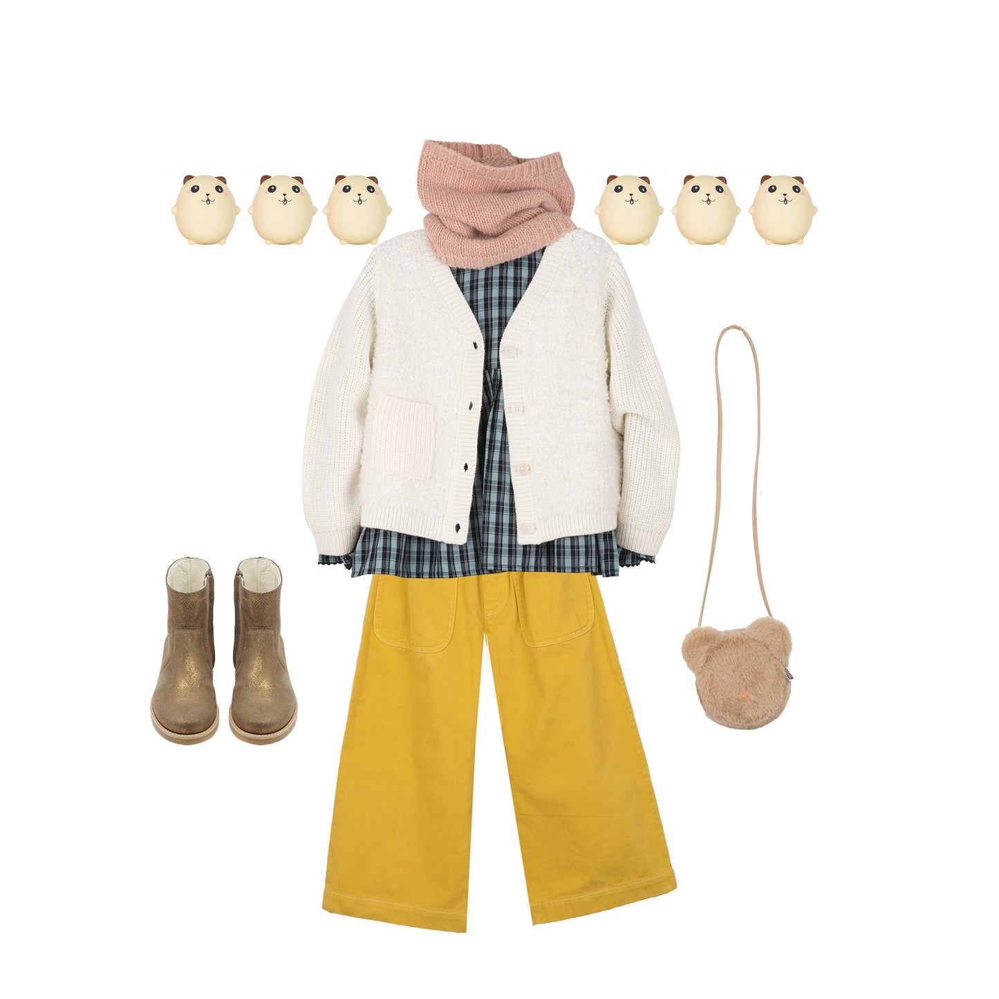 女童黄色棉长裤