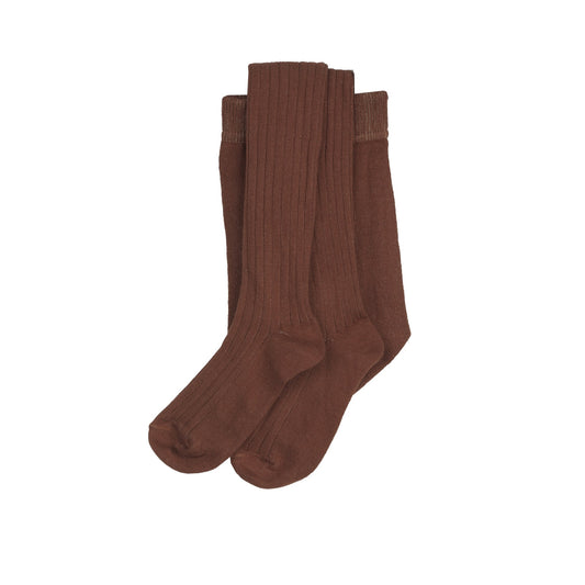 女童棕色棉连裤袜