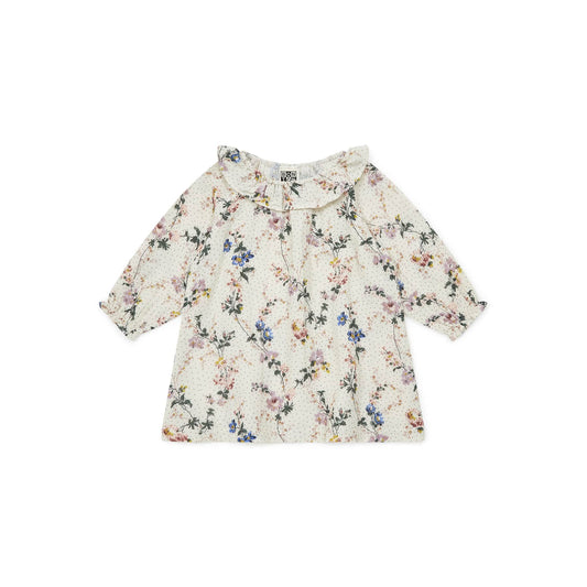 女婴白色碎花棉连衣裙