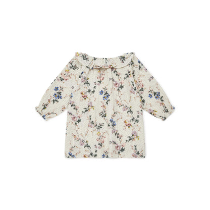 女婴白色碎花棉连衣裙