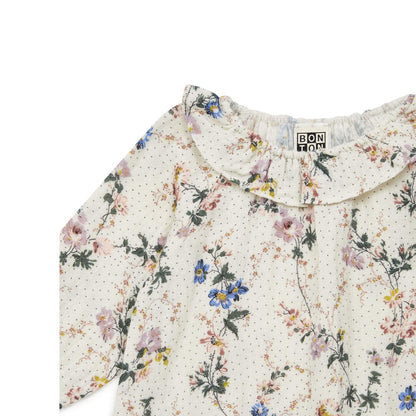 女婴白色碎花棉连衣裙