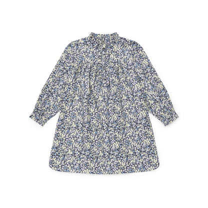 女童蓝紫色碎花棉连衣裙