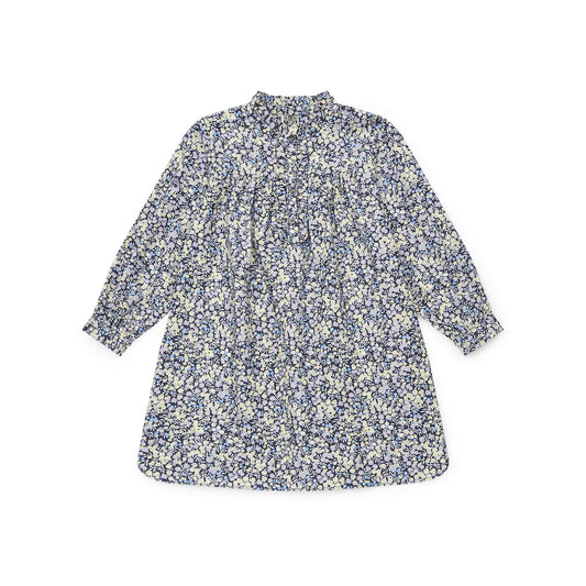 女童蓝紫色碎花棉连衣裙