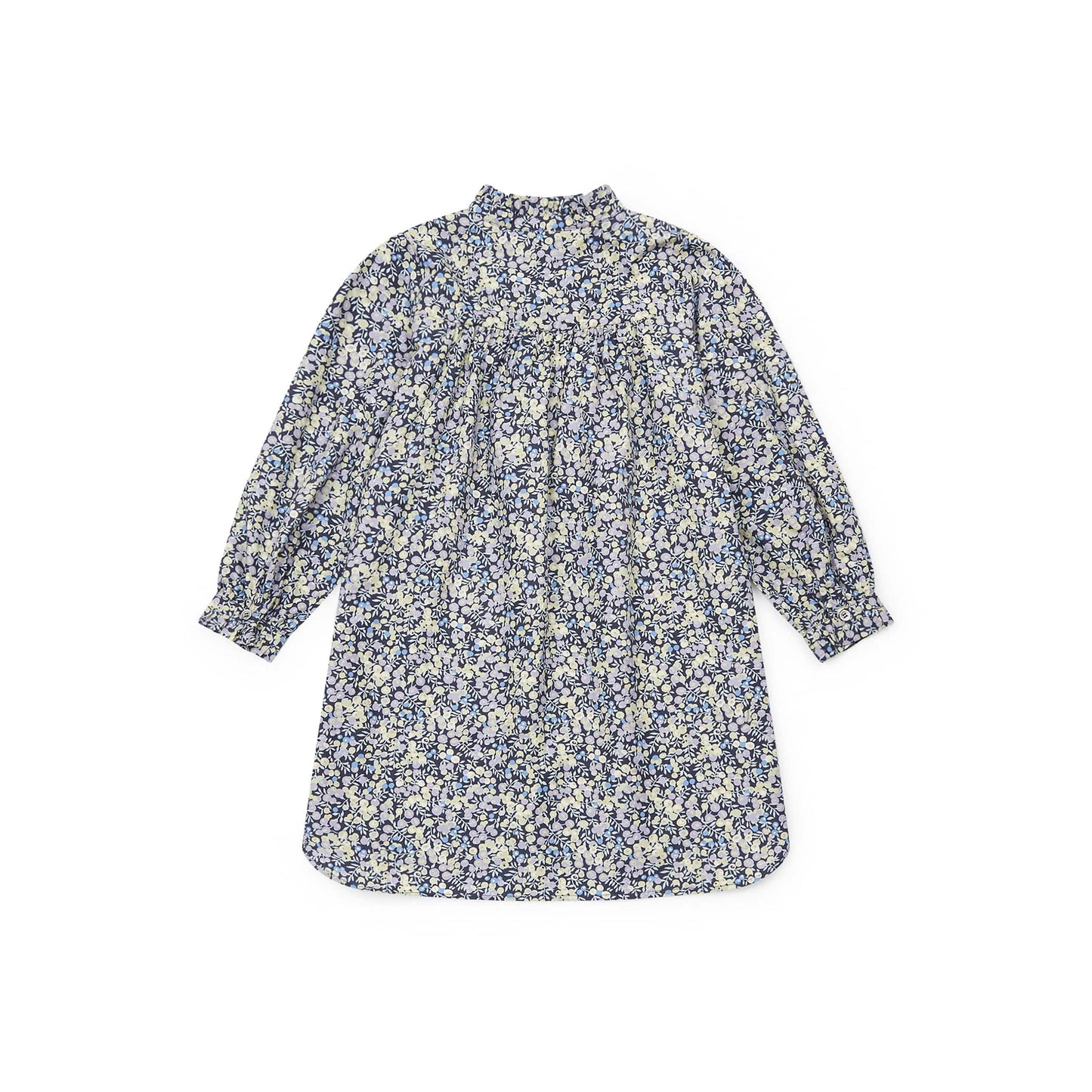 女童蓝紫色碎花棉连衣裙