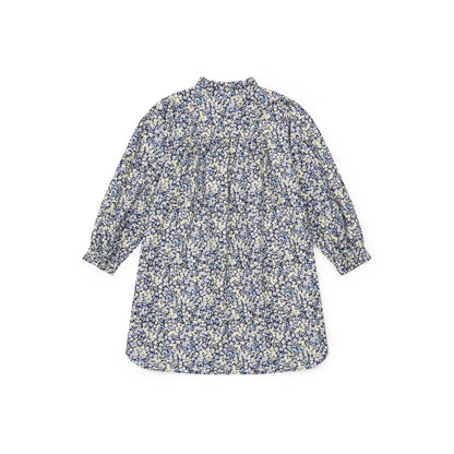 女童蓝紫色碎花棉连衣裙