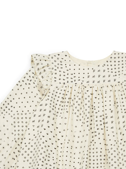 女童白色印花棉连衣裙